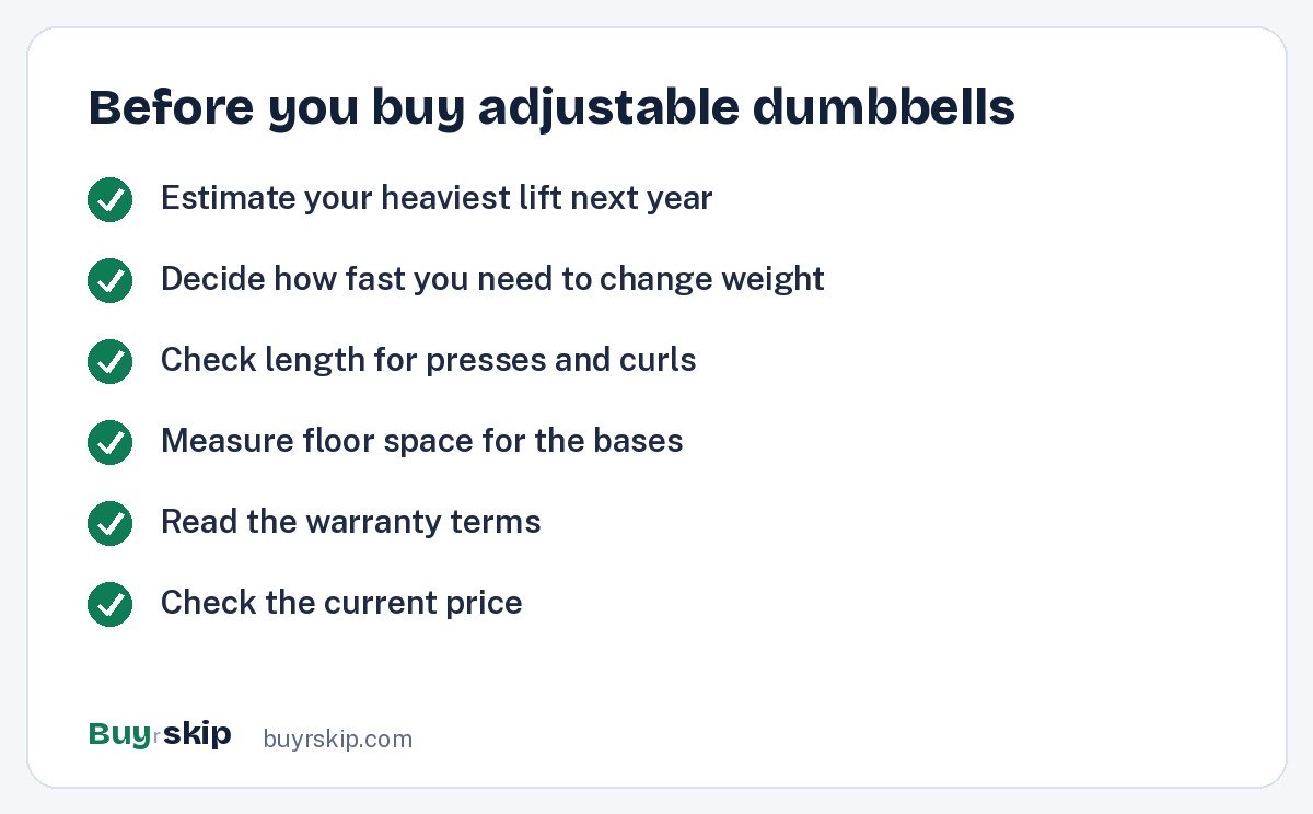 Before you buy adjustable dumbbells (checklist)