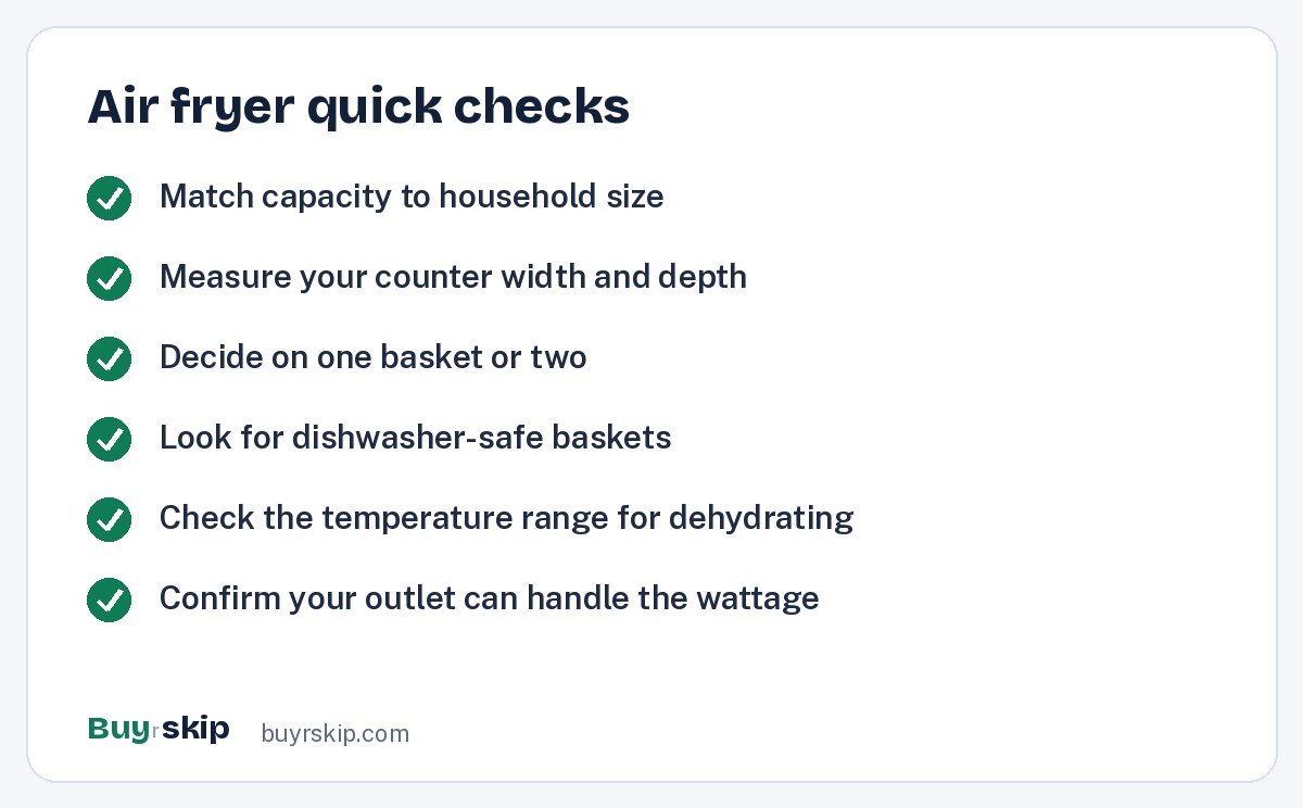 Air fryer quick checks (checklist)