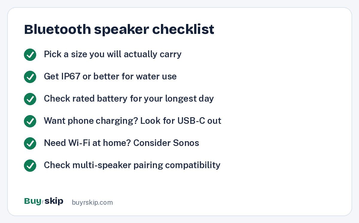 Bluetooth speaker checklist (checklist)