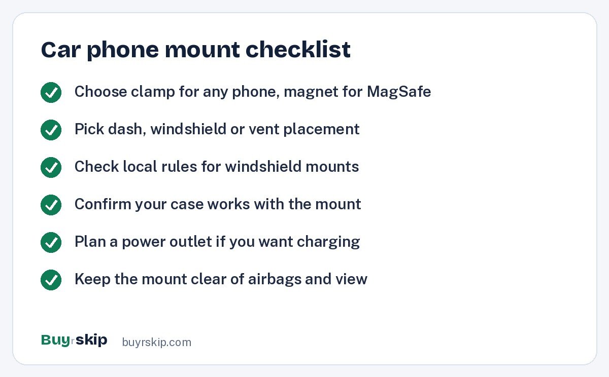 Car phone mount checklist (checklist)