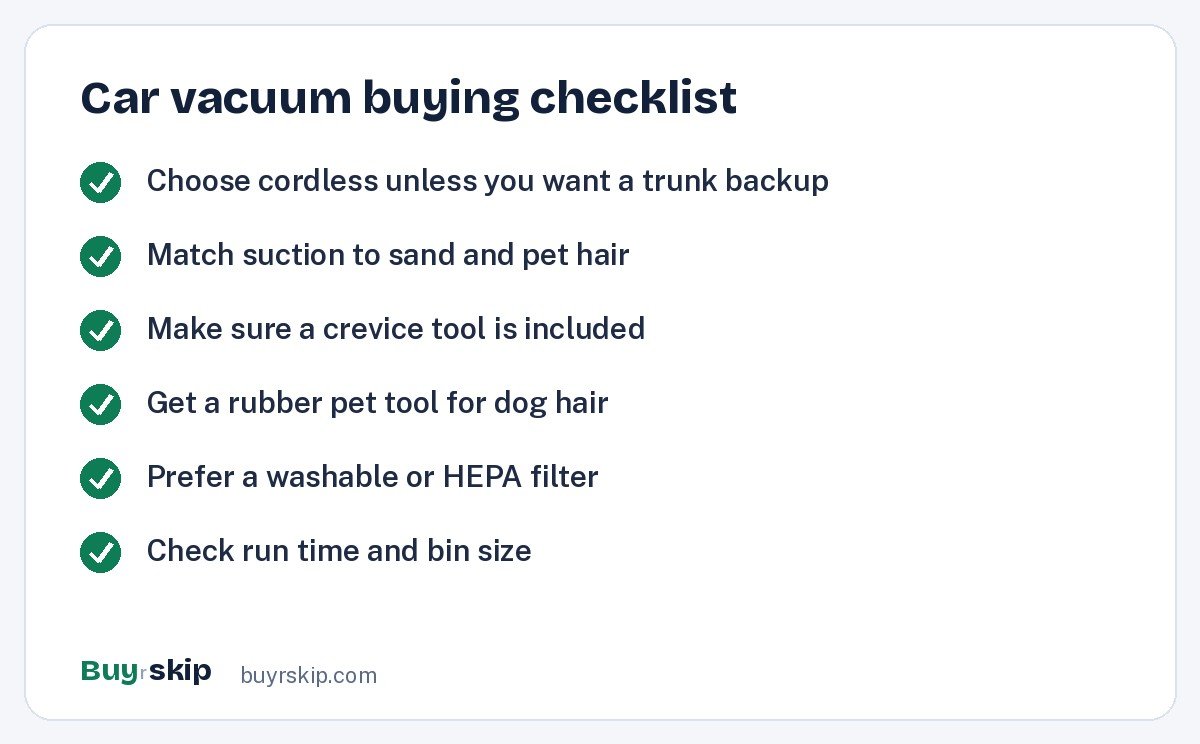 Car vacuum buying checklist (checklist)
