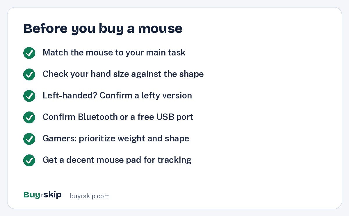 Before you buy a mouse (checklist)
