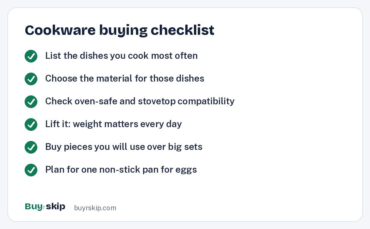 Cookware buying checklist (checklist)