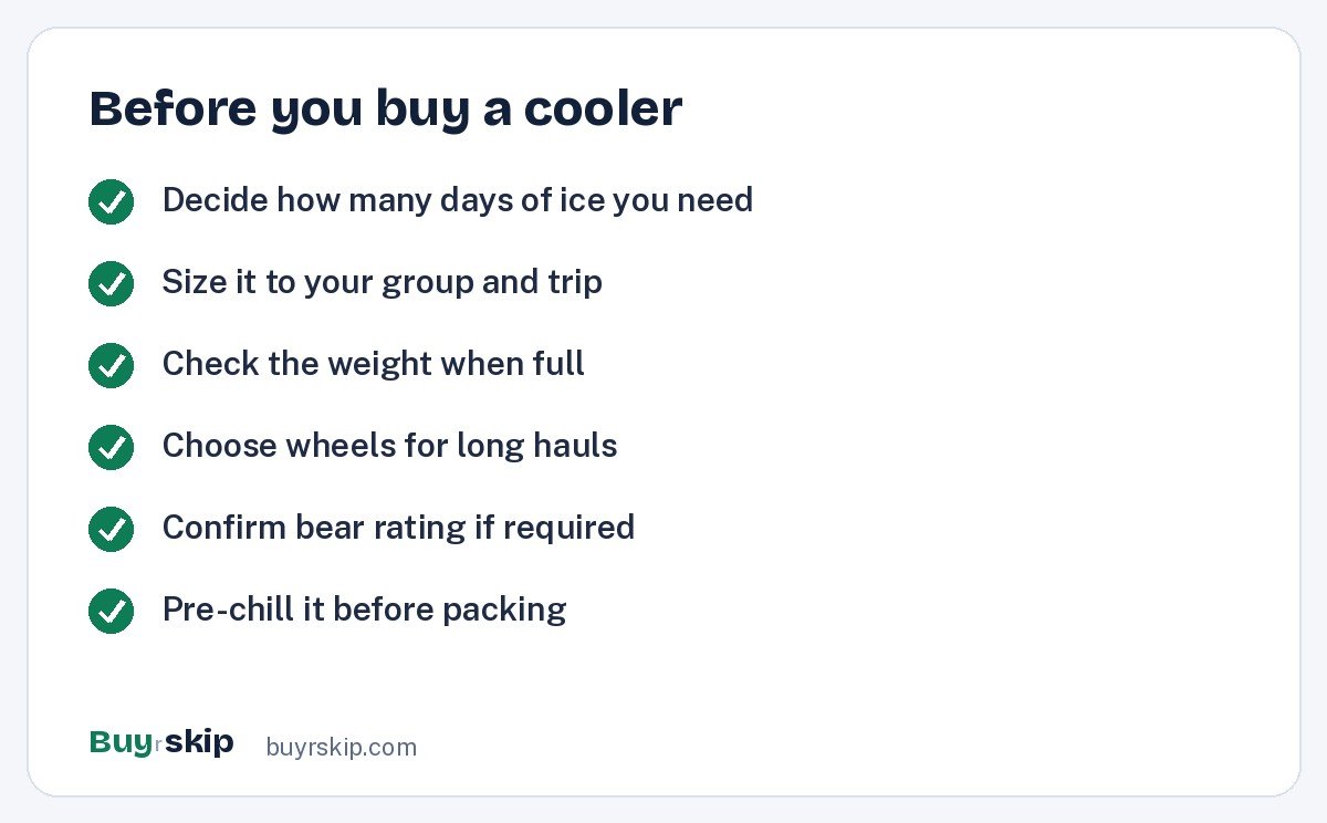 Before you buy a cooler (checklist)