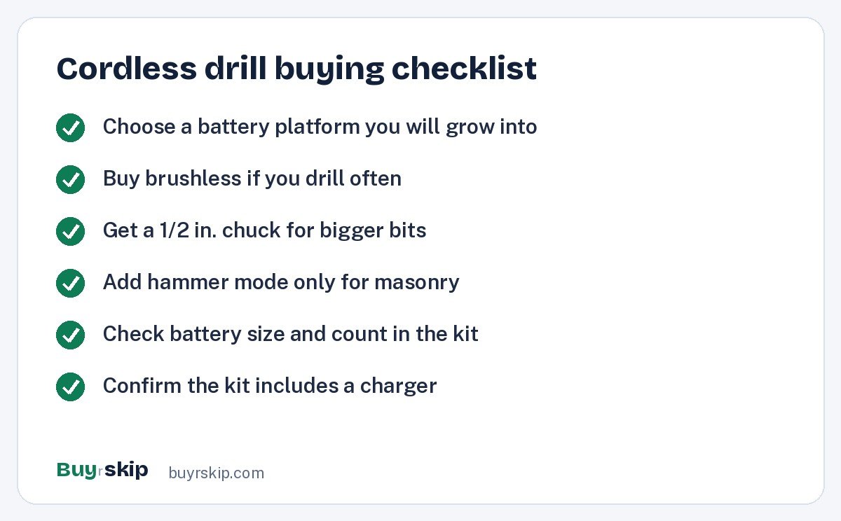 Cordless drill buying checklist (checklist)