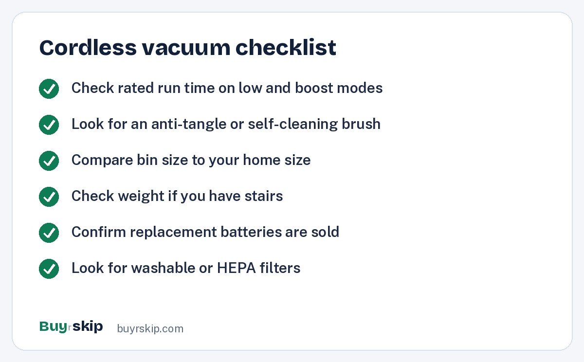 Cordless vacuum checklist (checklist)