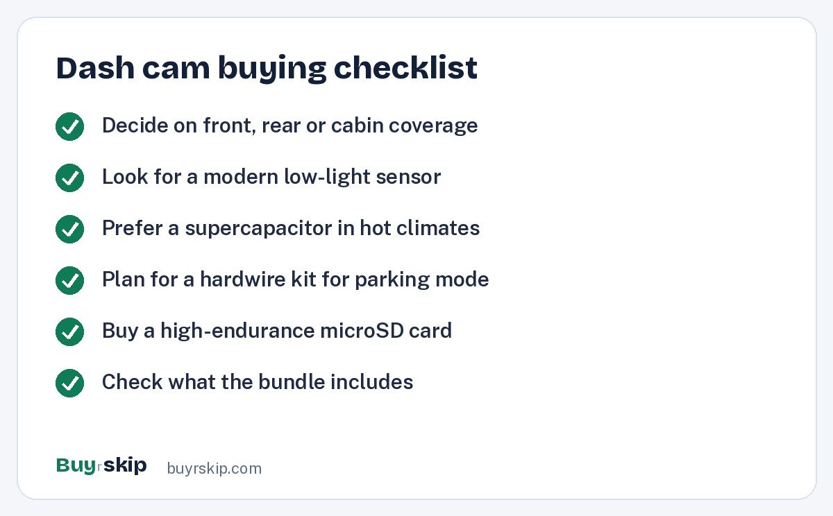 Dash cam buying checklist (checklist)