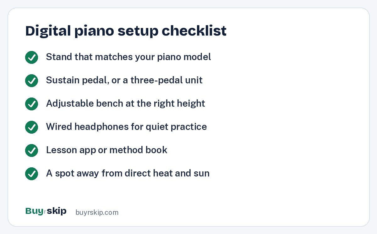 Digital piano setup checklist (checklist)