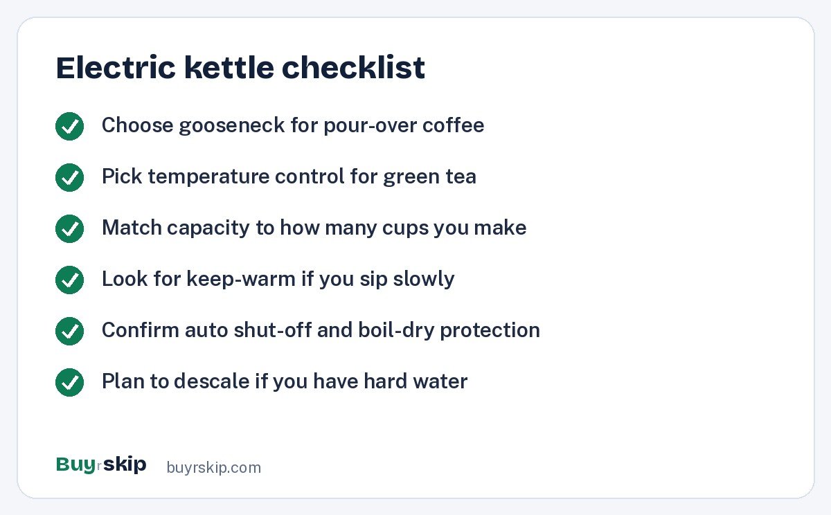 Electric kettle checklist (checklist)