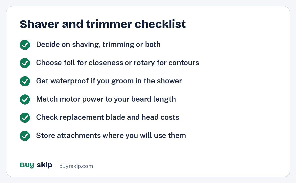 Shaver and trimmer checklist (checklist)