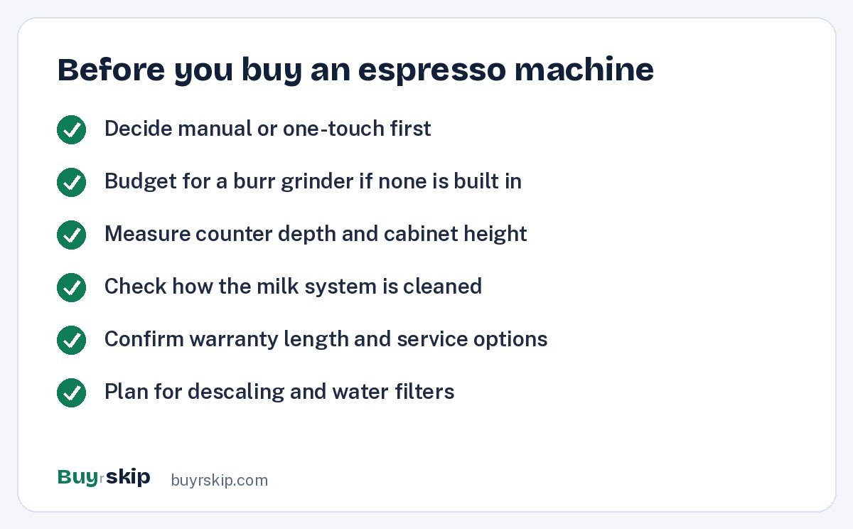 Before you buy an espresso machine (checklist)