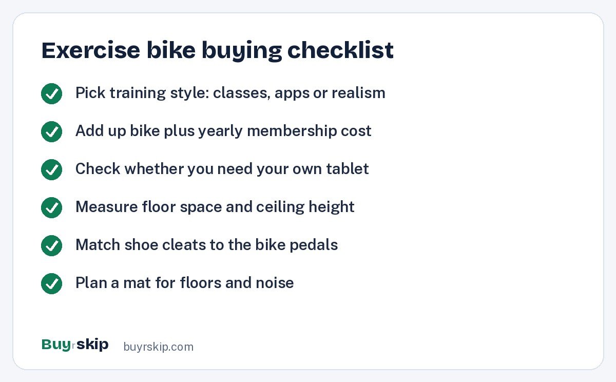Exercise bike buying checklist (checklist)
