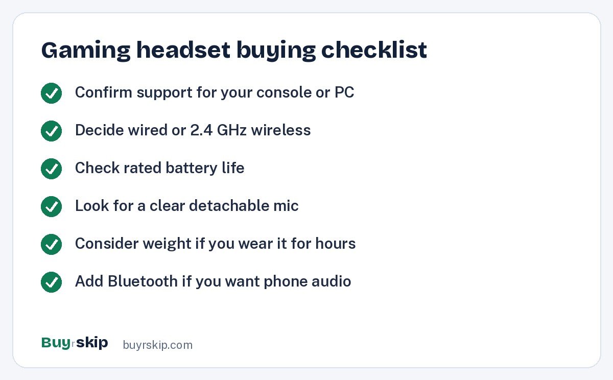 Gaming headset buying checklist (checklist)