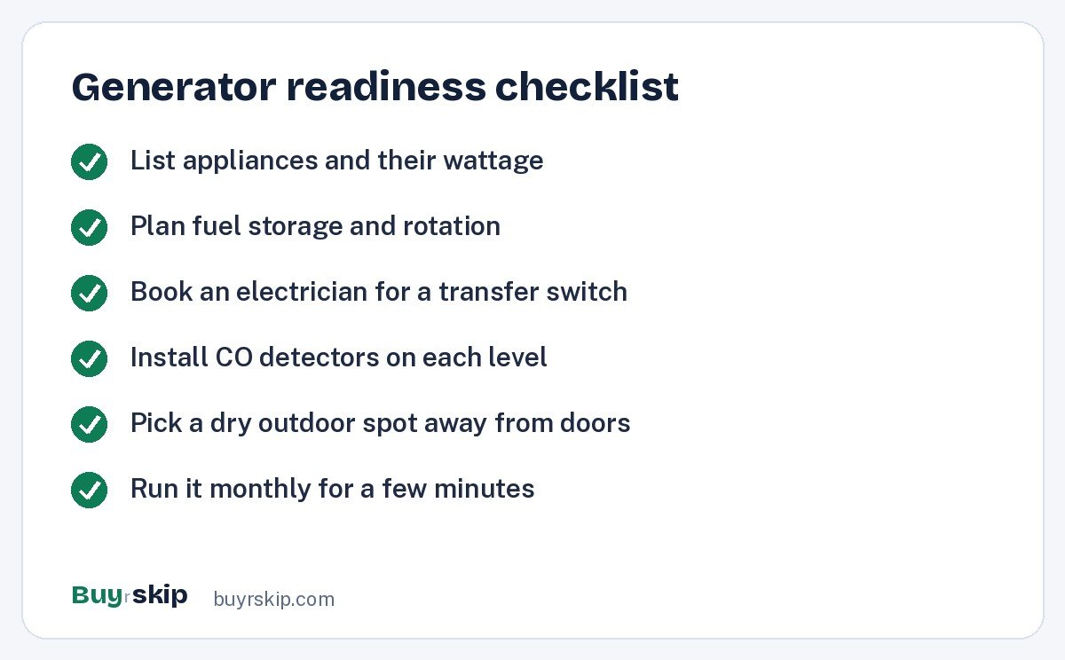 Generator readiness checklist (checklist)