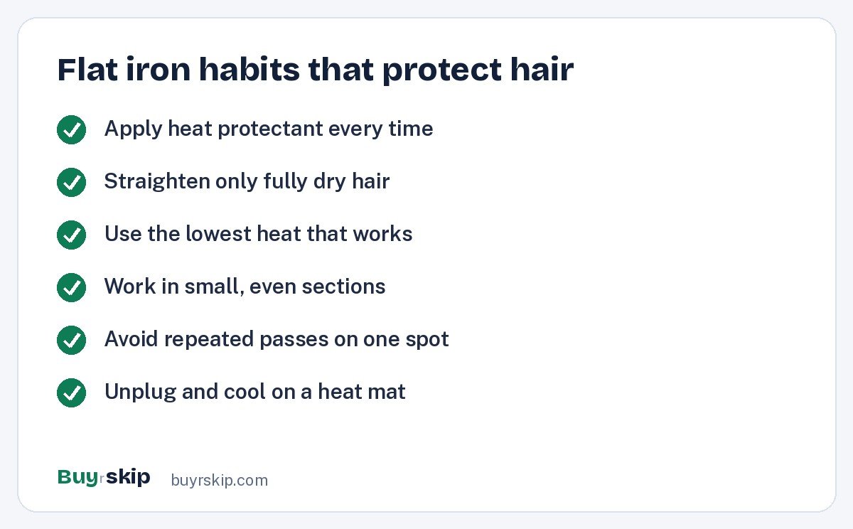 Flat iron habits that protect hair (checklist)