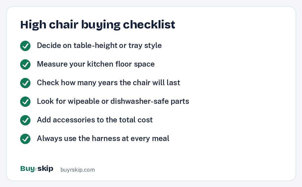 High chair buying checklist (checklist)