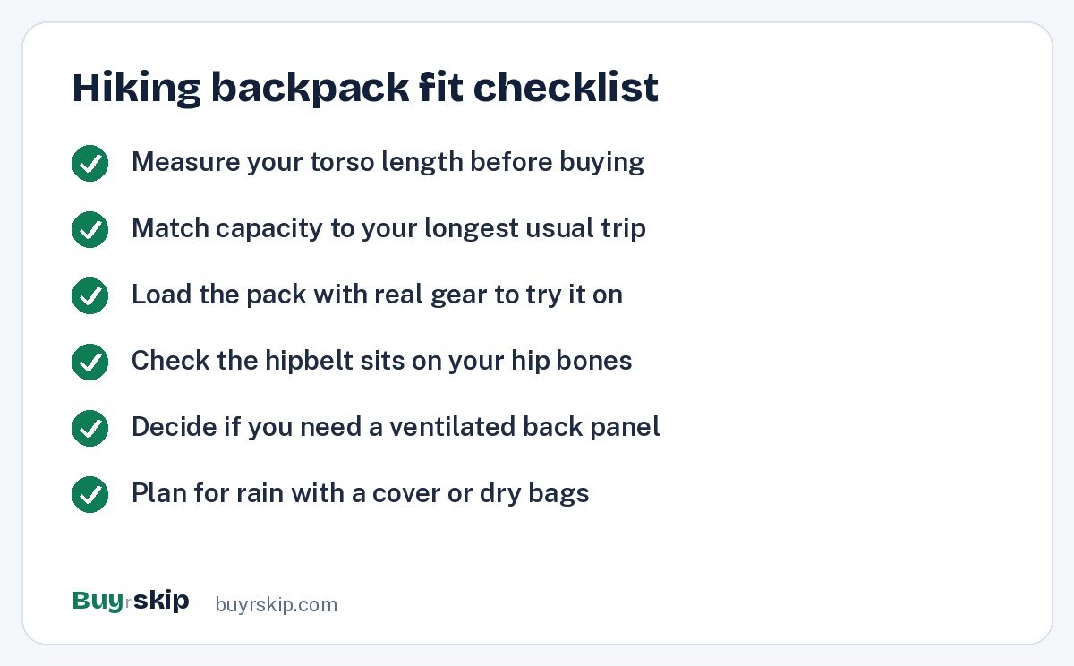 Hiking backpack fit checklist (checklist)