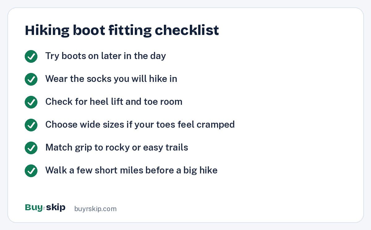 Hiking boot fitting checklist (checklist)