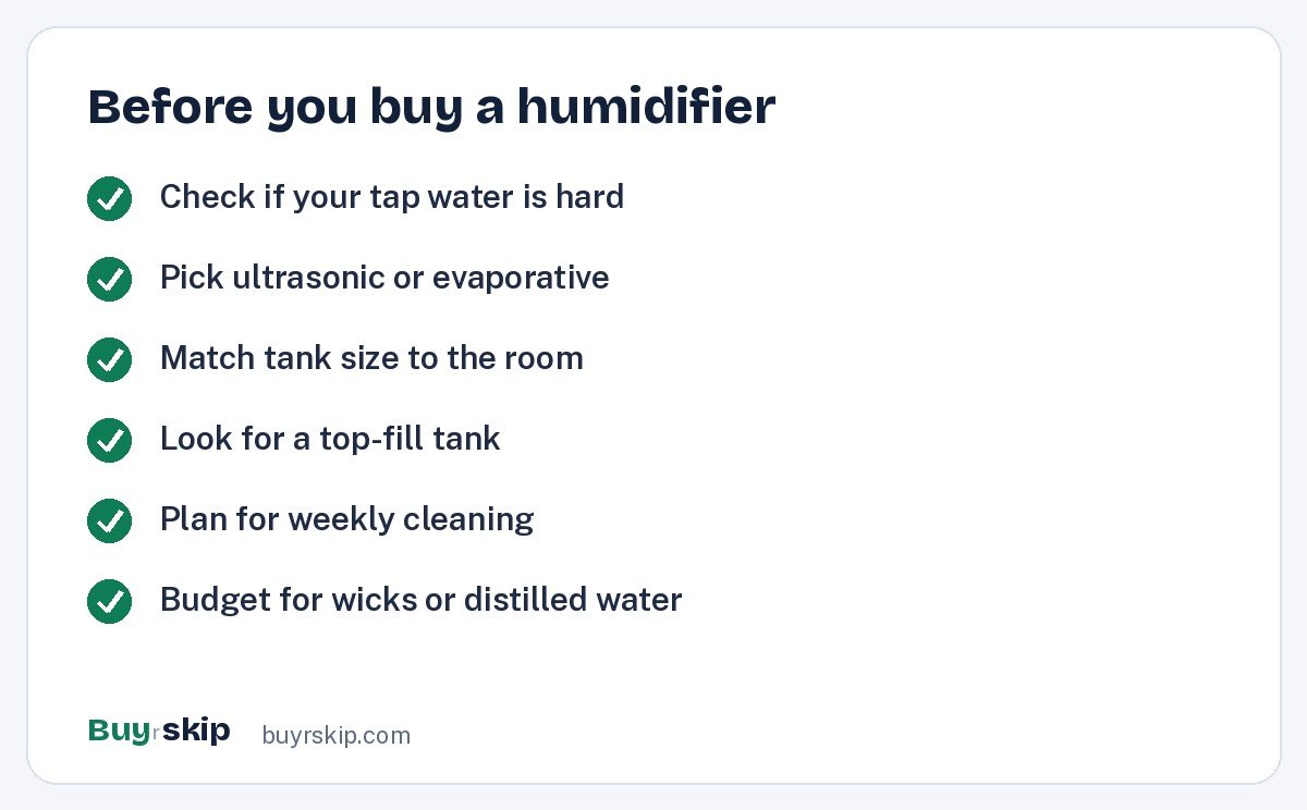 Before you buy a humidifier (checklist)