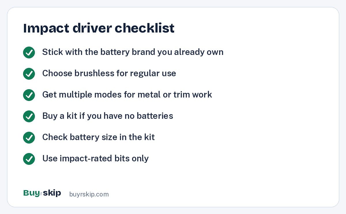 Impact driver checklist (checklist)