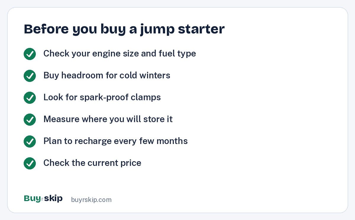 Before you buy a jump starter (checklist)