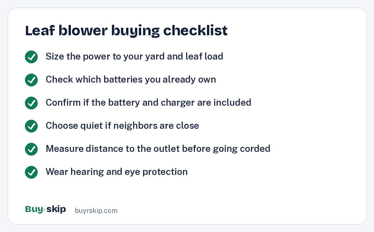 Leaf blower buying checklist (checklist)
