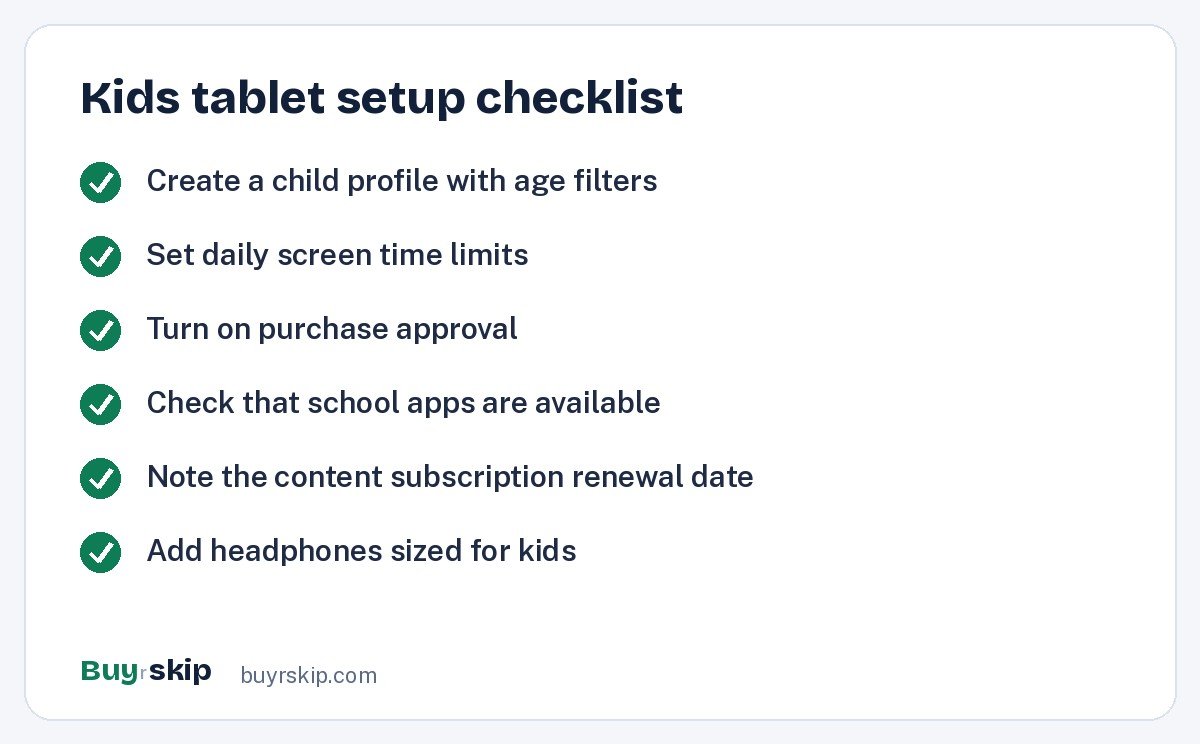 Kids tablet setup checklist (checklist)