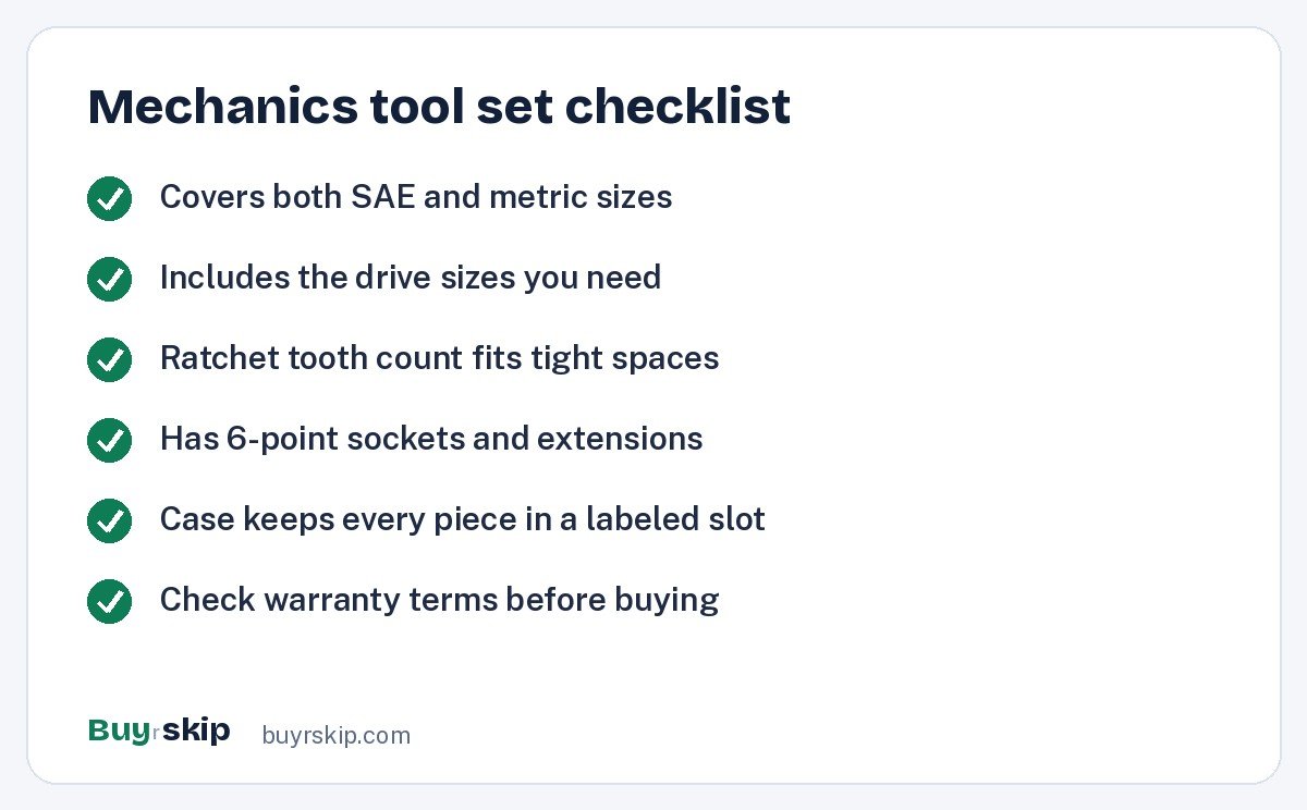 Mechanics tool set checklist (checklist)