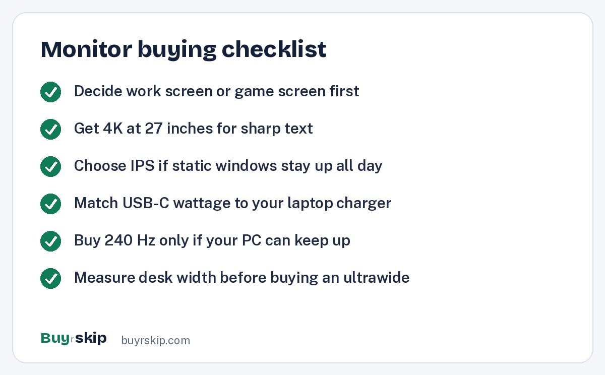 Monitor buying checklist (checklist)