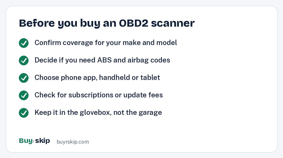 Before you buy an OBD2 scanner (checklist)