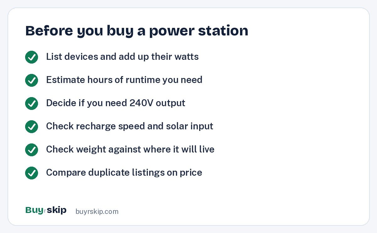 Before you buy a power station (checklist)