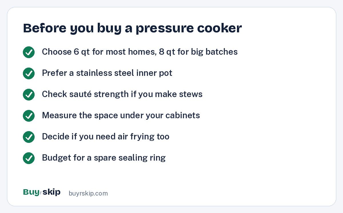 Before you buy a pressure cooker (checklist)