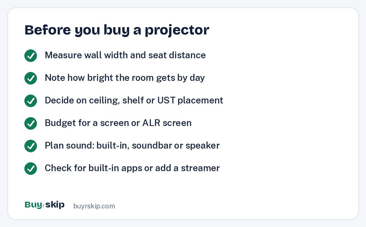 Before you buy a projector (checklist)