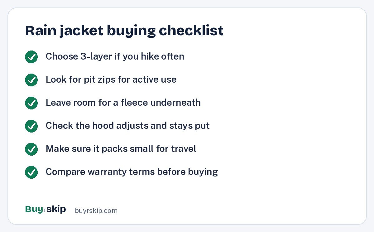 Rain jacket buying checklist (checklist)