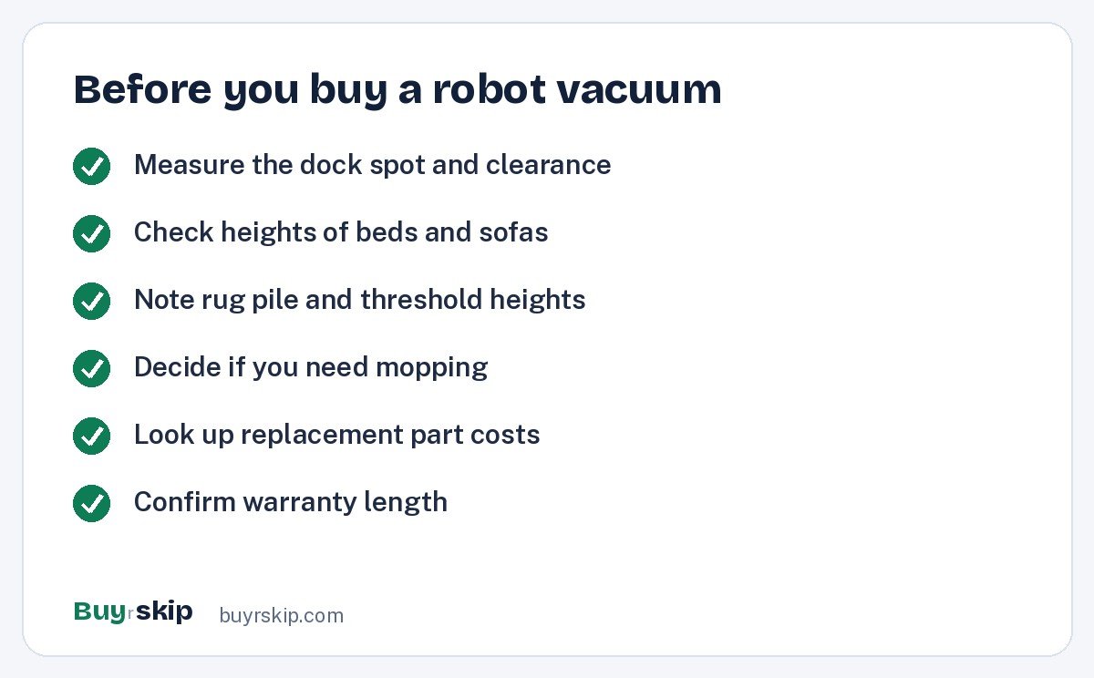 Before you buy a robot vacuum (checklist)
