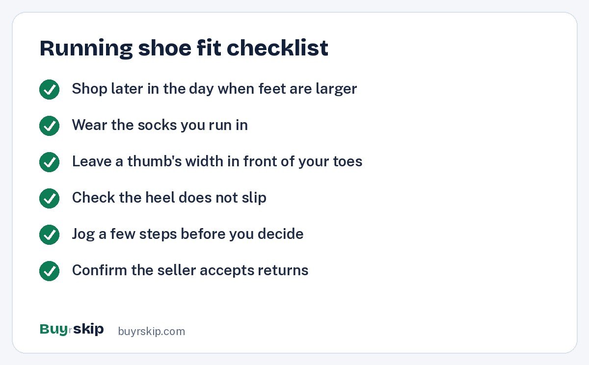 Running shoe fit checklist (checklist)