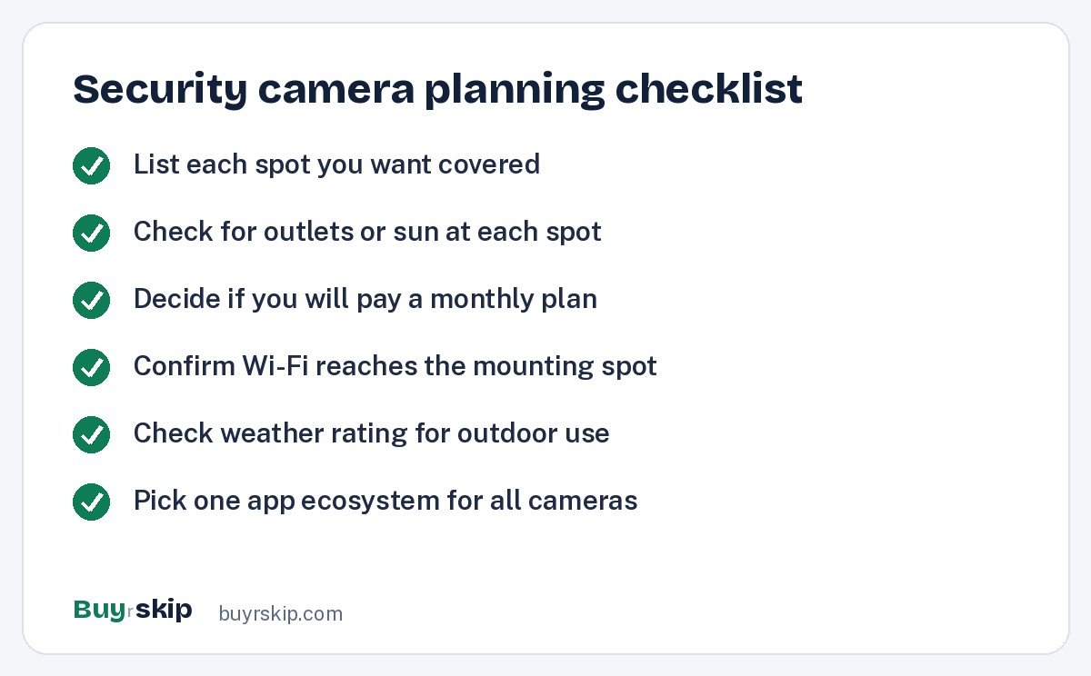 Security camera planning checklist (checklist)