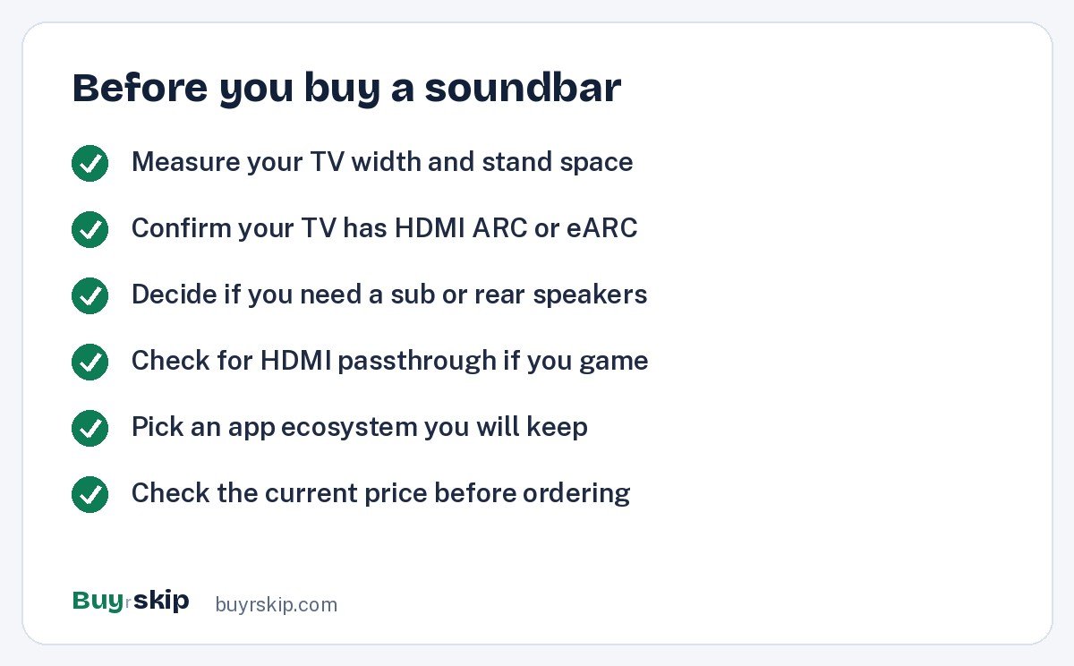 Before you buy a soundbar (checklist)