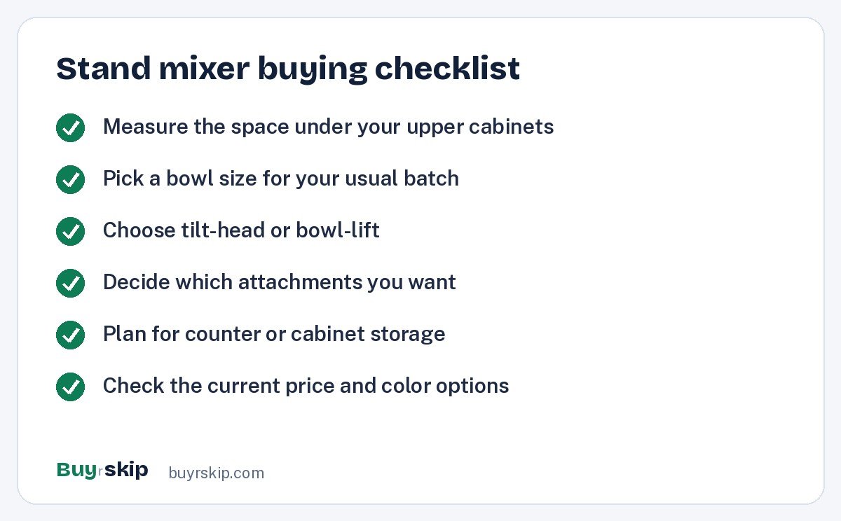 Stand mixer buying checklist (checklist)