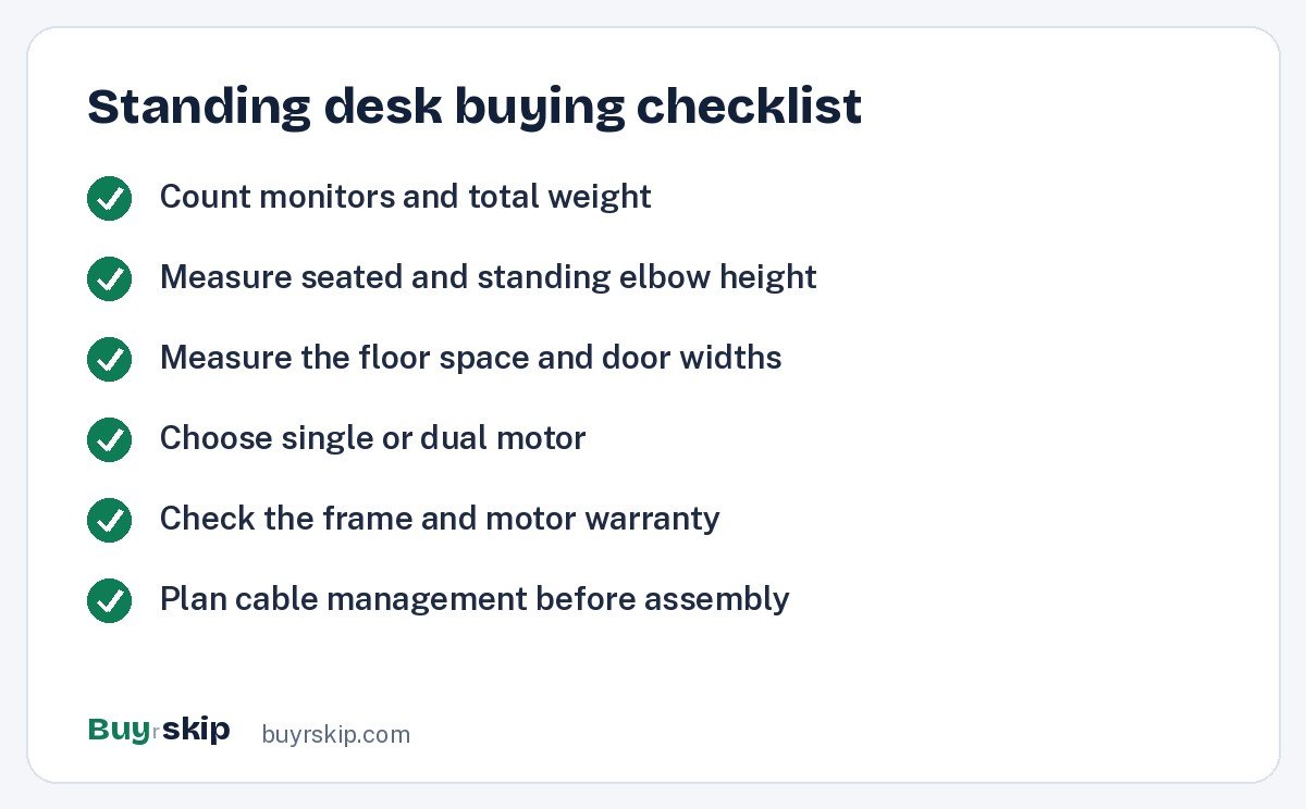 Standing desk buying checklist (checklist)