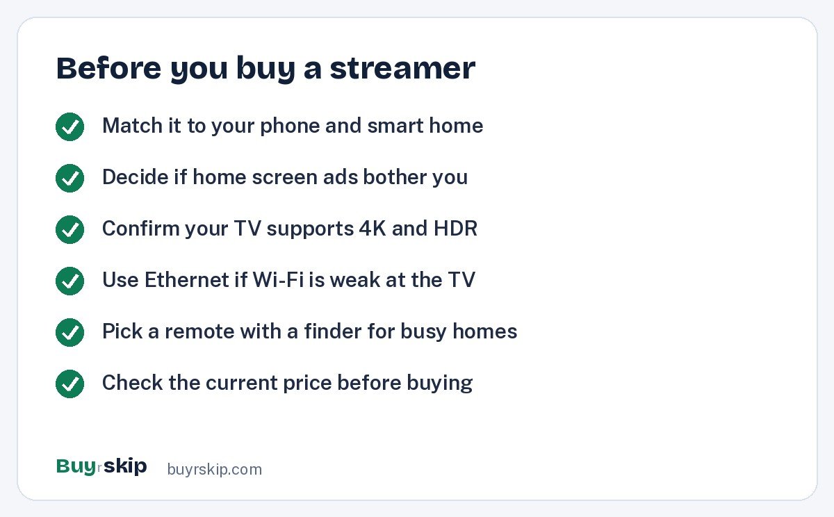 Before you buy a streamer (checklist)