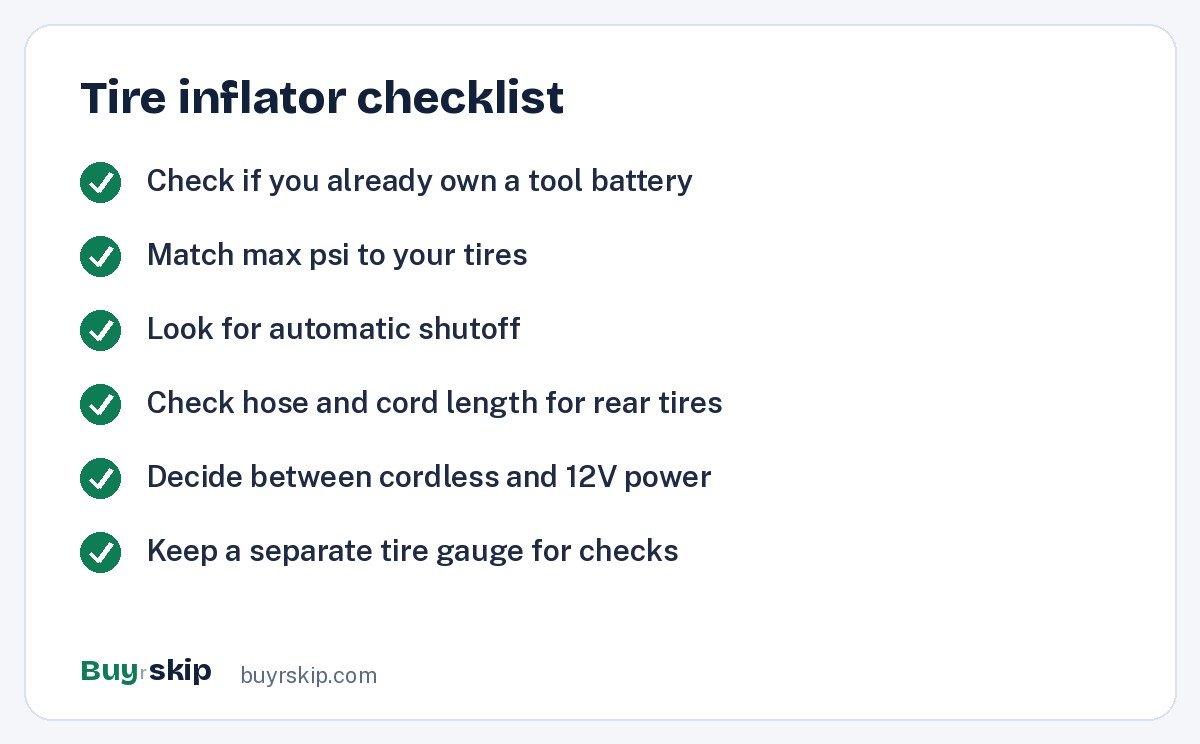 Tire inflator checklist (checklist)