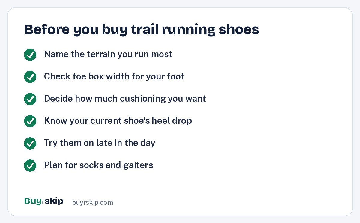 Before you buy trail running shoes (checklist)