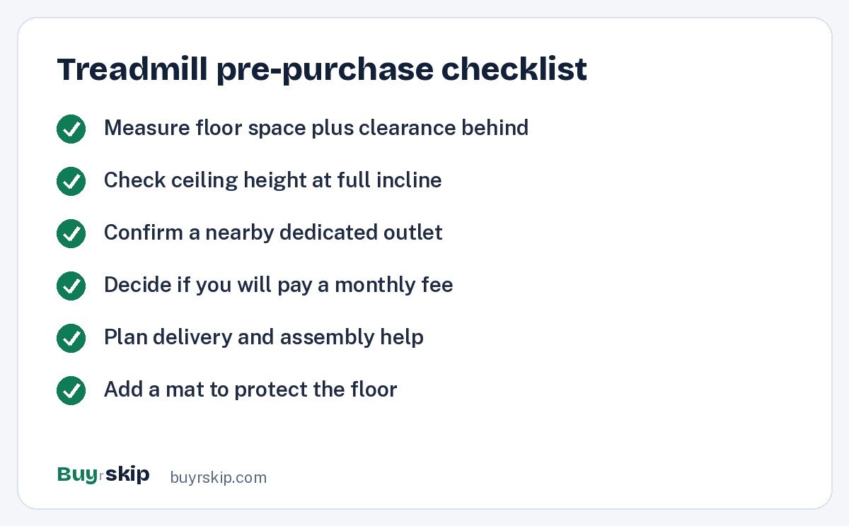 Treadmill pre-purchase checklist (checklist)