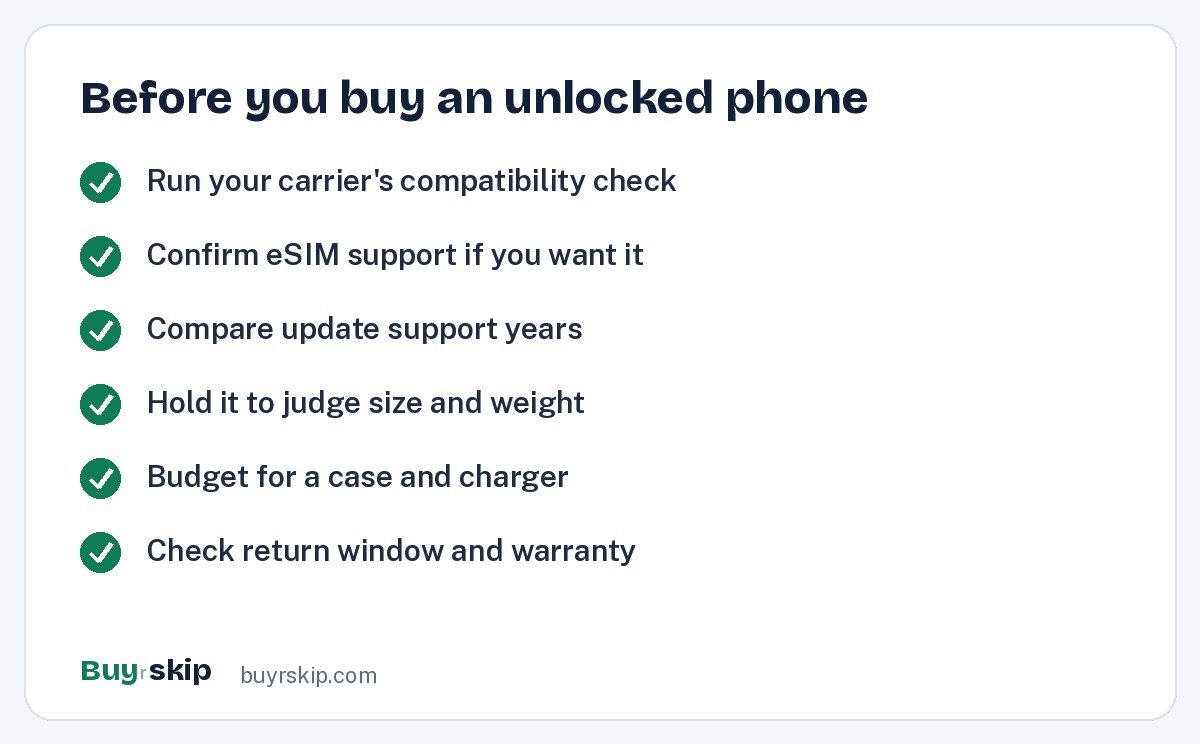 Before you buy an unlocked phone (checklist)