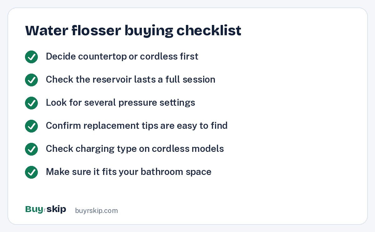 Water flosser buying checklist (checklist)