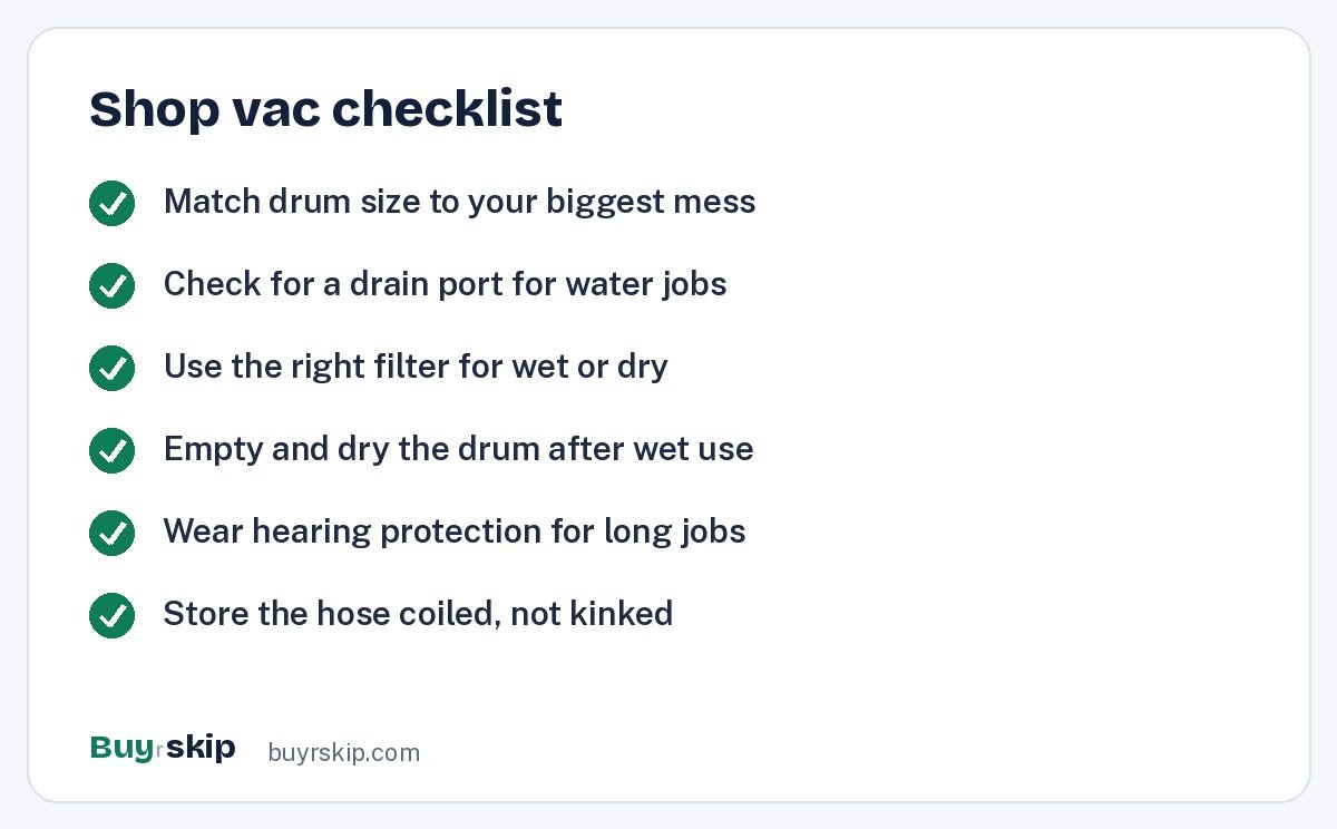 Shop vac checklist (checklist)