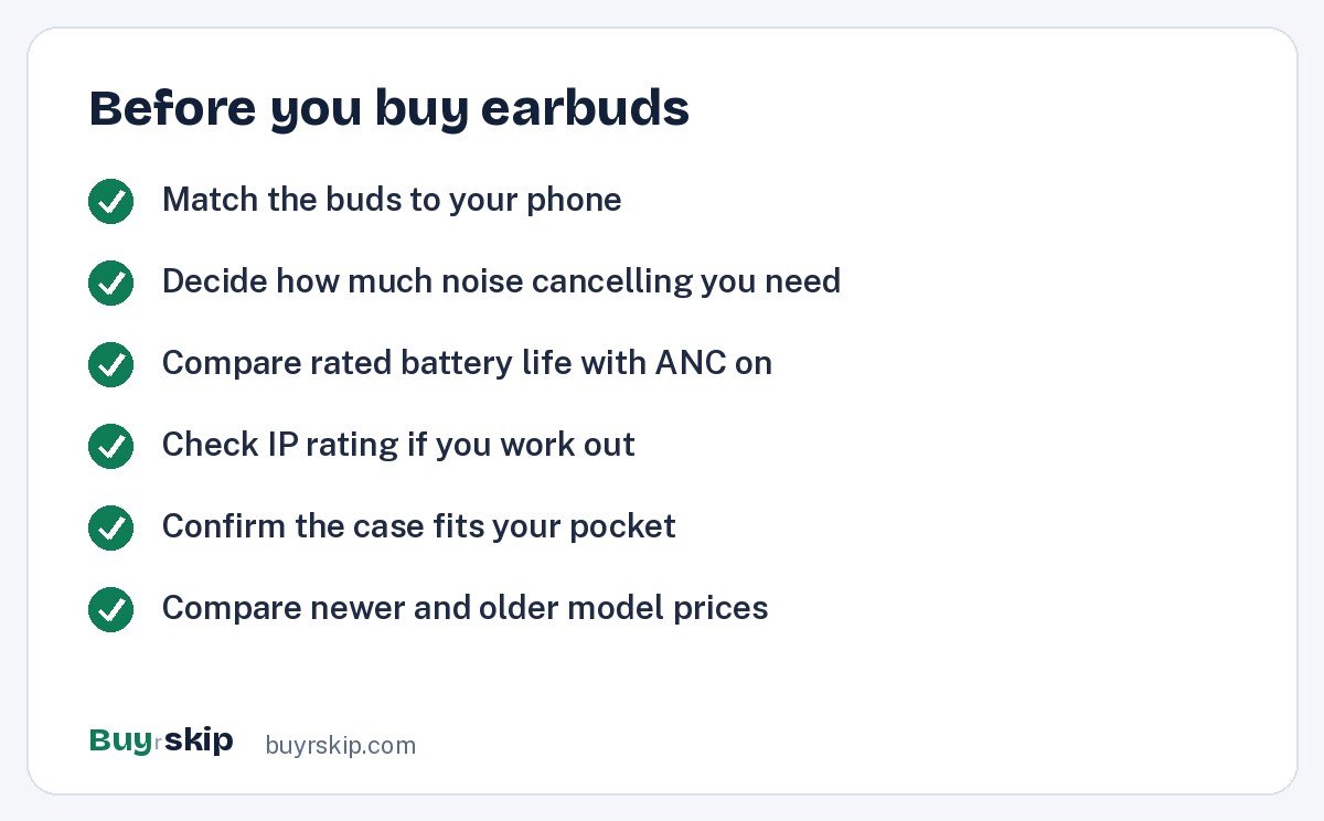 Before you buy earbuds (checklist)