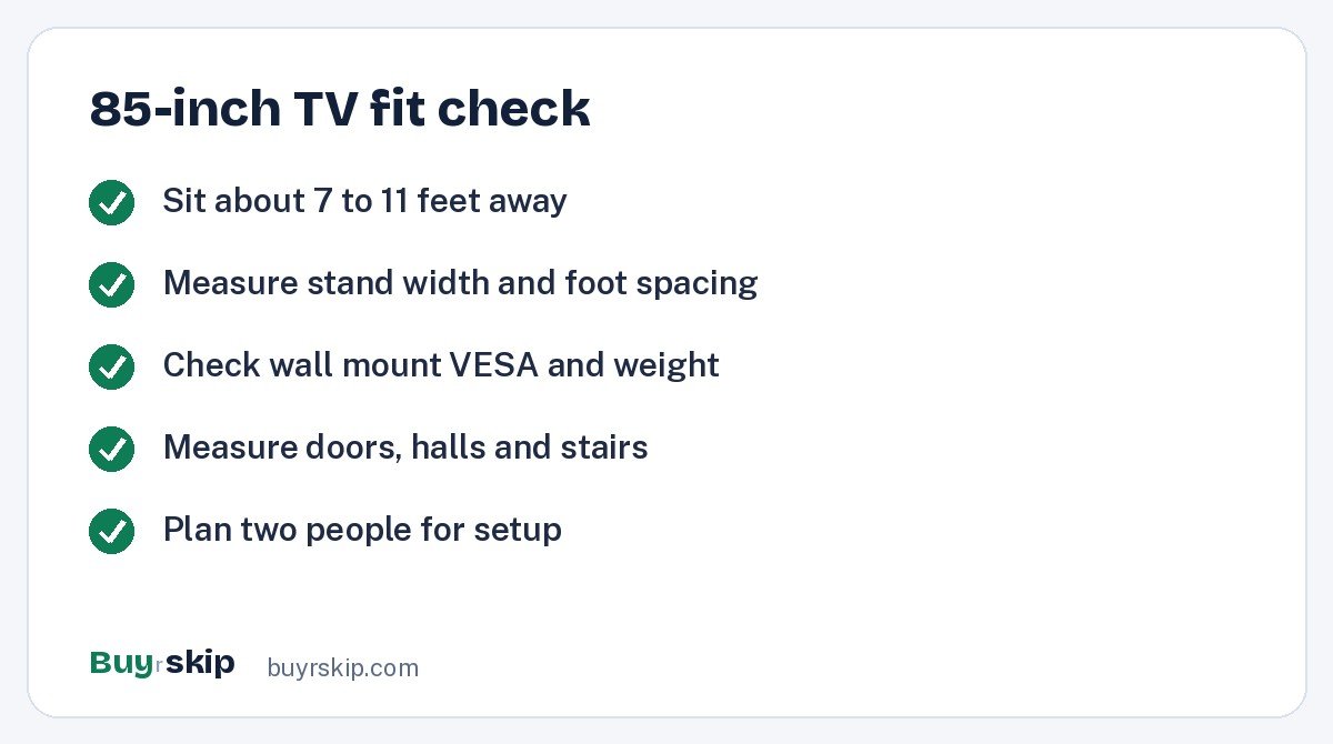 85-inch TV fit check (checklist)
