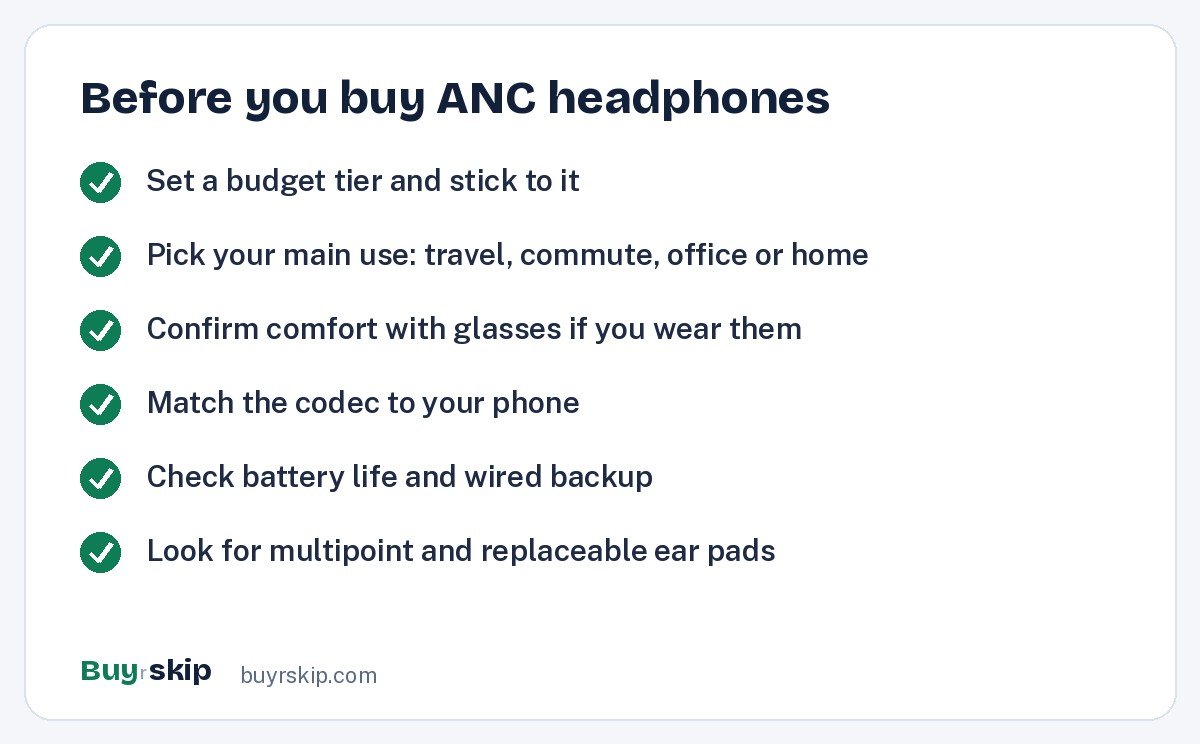 Before you buy ANC headphones (checklist)